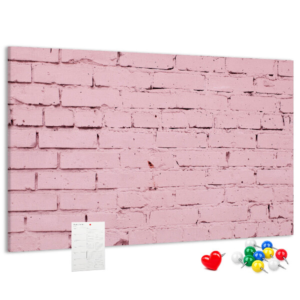 Tablero de anuncios con diseño de pared de ladrillo texturizado rosa