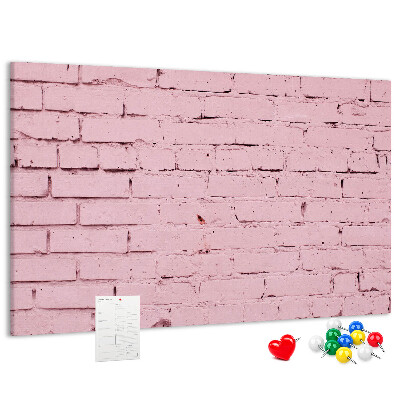 Tablero de anuncios con diseño de pared de ladrillo texturizado rosa