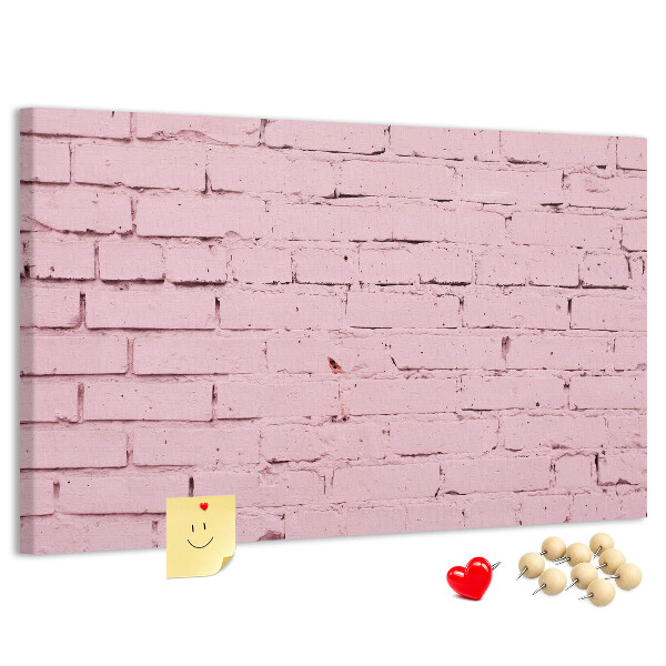 Tablero de anuncios con diseño de pared de ladrillo texturizado rosa