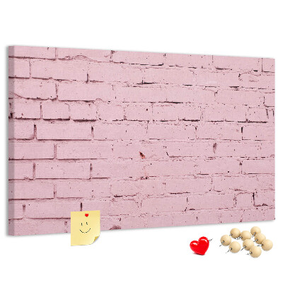 Tablero de anuncios con diseño de pared de ladrillo texturizado rosa