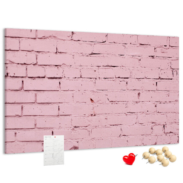 Tablero de anuncios con diseño de pared de ladrillo texturizado rosa