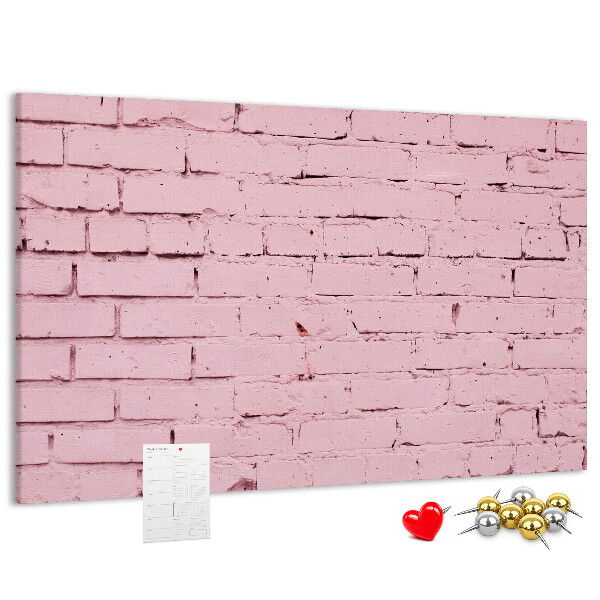 Tablero de anuncios con diseño de pared de ladrillo texturizado rosa