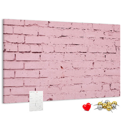 Tablero de anuncios con diseño de pared de ladrillo texturizado rosa