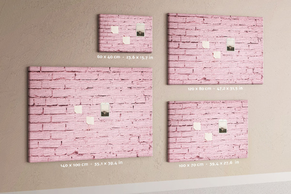 Tablero de anuncios con diseño de pared de ladrillo texturizado rosa