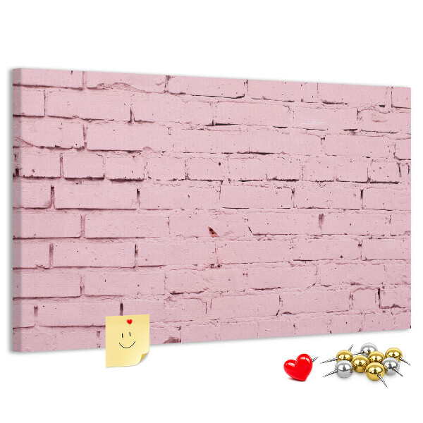 Tablero de anuncios con diseño de pared de ladrillo texturizado rosa