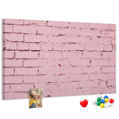 Tablero de anuncios con diseño de pared de ladrillo texturizado rosa