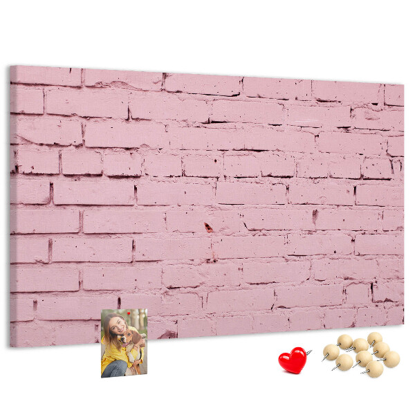 Tablero de anuncios con diseño de pared de ladrillo texturizado rosa