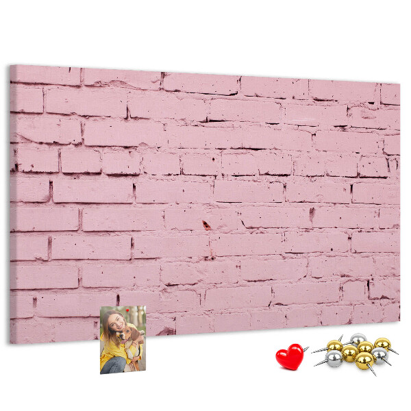 Tablero de anuncios con diseño de pared de ladrillo texturizado rosa
