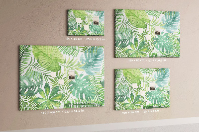 Tablero de anuncios con diseño de hojas de plantas tropicales en acuarela