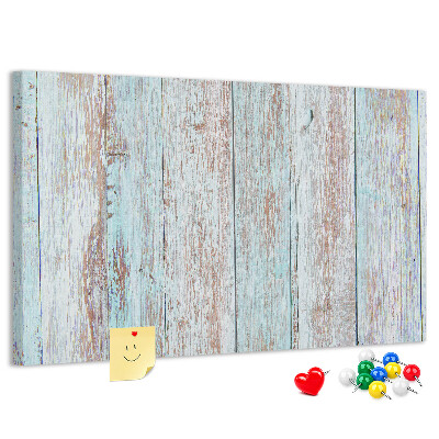Tablero de corcho decorado Tablas antiguas en tonos azules.
