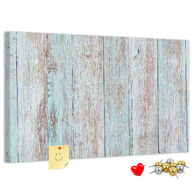 Tablero de corcho decorado Tablas antiguas en tonos azules.