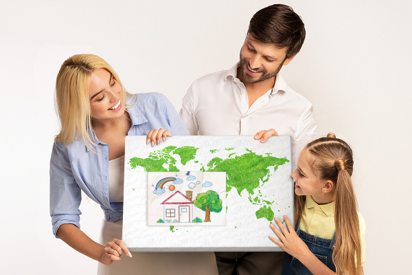 Pizarra de corcho Mapa del mundo verde con césped.