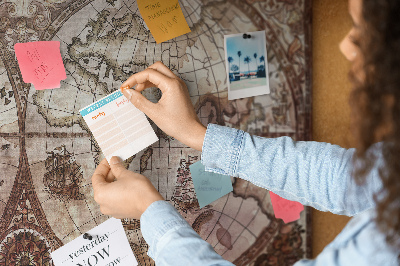 Tablero de anuncios mapa del mundo antiguo con motivos náuticos