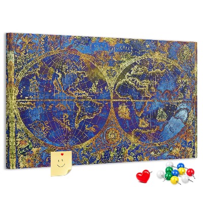 Pizarra de corcho Un antiguo mapa del mundo en ricos colores.