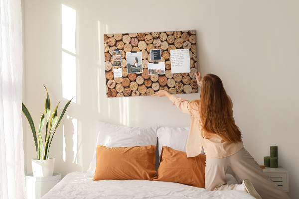 Tablero de anuncios de corcho natural en una variedad de tonalidades
