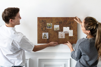 Tablero de corcho decorativo diseño de mapa del mundo con nombres de países