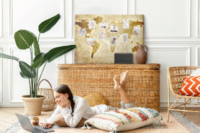 Tablero de corcho decorativo mapa del mundo antiguo en tono sepia