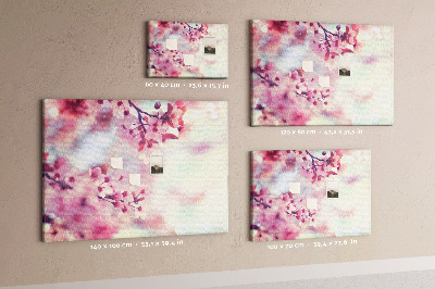 Pizarra de corcho con diseño de ramas florales en tonos pastel