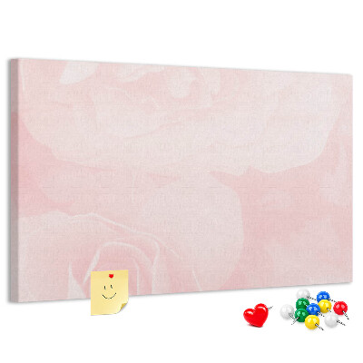 Tablero de corcho decorado con diseño de delicadas rosas rosadas