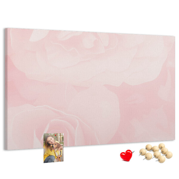 Tablero de corcho decorado con diseño de delicadas rosas rosadas