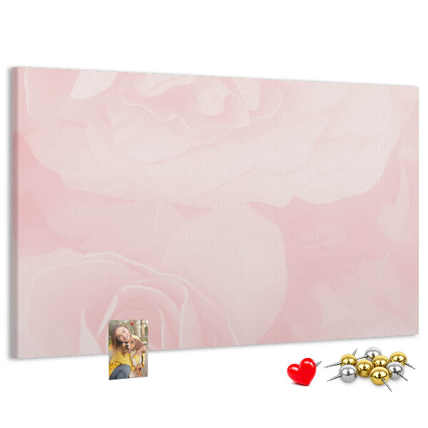Tablero de corcho decorado con diseño de delicadas rosas rosadas