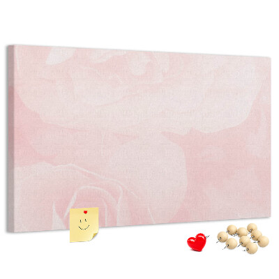 Tablero de corcho decorado con diseño de delicadas rosas rosadas