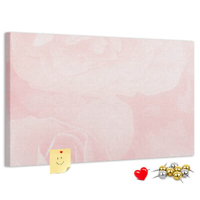 Tablero de corcho decorado con diseño de delicadas rosas rosadas