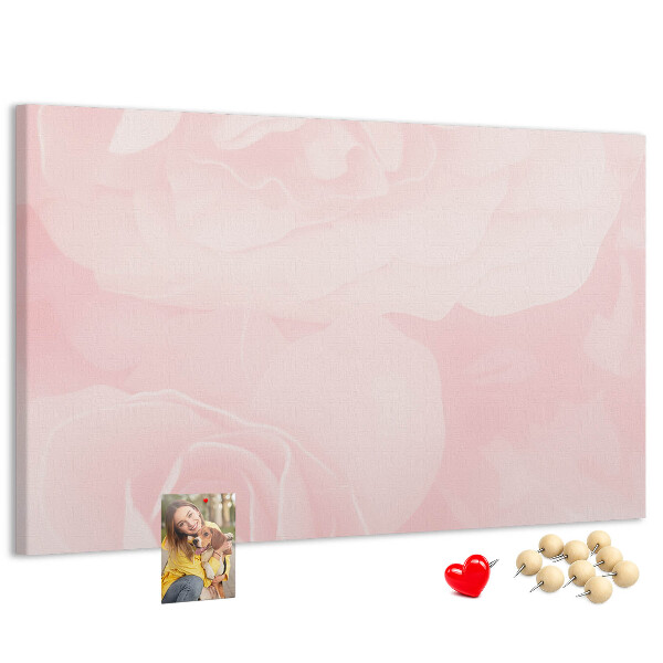 Tablero de corcho decorado con diseño de delicadas rosas rosadas