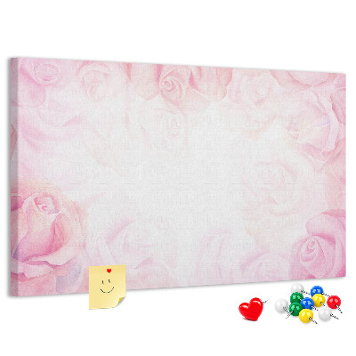 Tablero de anuncios Delicadas rosas rosadas al fondo.