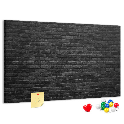 Tablero de corcho decorado con diseño de pared de ladrillo oscuro y texturizado