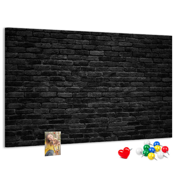 Tablero de corcho decorado con diseño de pared de ladrillo oscuro y texturizado