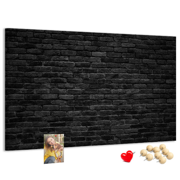 Tablero de corcho decorado con diseño de pared de ladrillo oscuro y texturizado