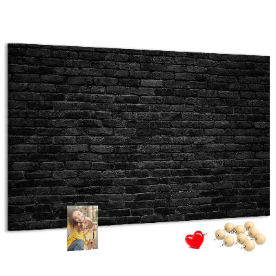 Tablero de corcho decorado con diseño de pared de ladrillo oscuro y texturizado