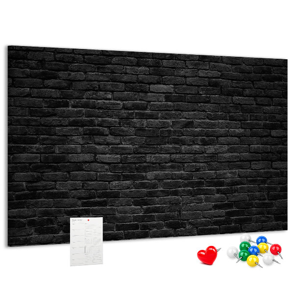 Tablero de corcho decorado con diseño de pared de ladrillo oscuro y texturizado