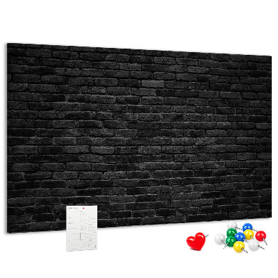 Tablero de corcho decorado con diseño de pared de ladrillo oscuro y texturizado