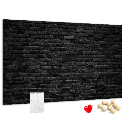 Tablero de corcho decorado con diseño de pared de ladrillo oscuro y texturizado