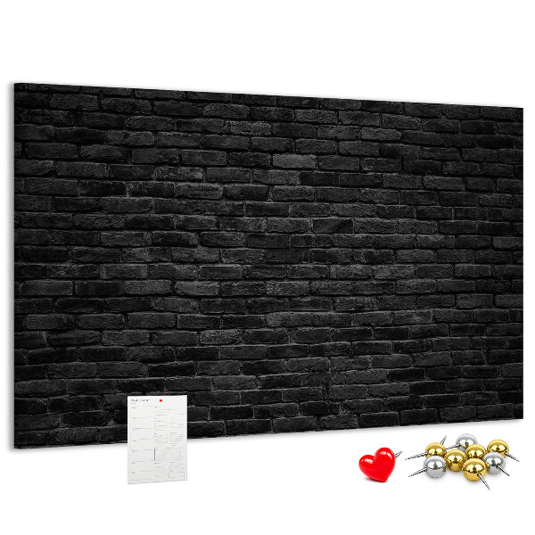 Tablero de corcho decorado con diseño de pared de ladrillo oscuro y texturizado