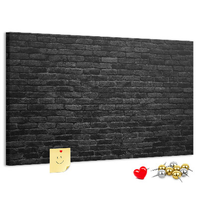 Tablero de corcho decorado con diseño de pared de ladrillo oscuro y texturizado