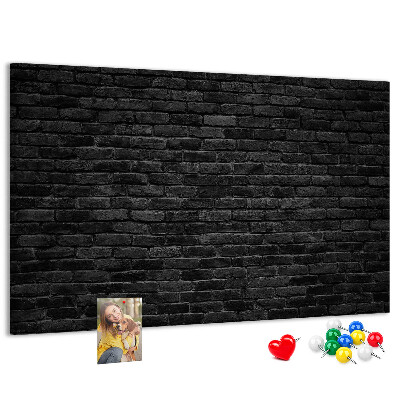 Tablero de corcho decorado con diseño de pared de ladrillo oscuro y texturizado