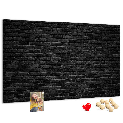 Tablero de corcho decorado con diseño de pared de ladrillo oscuro y texturizado