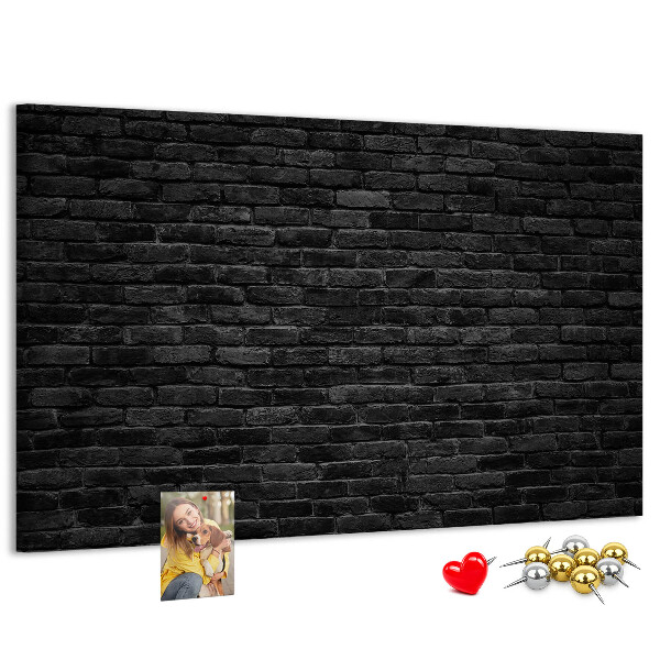 Tablero de corcho decorado con diseño de pared de ladrillo oscuro y texturizado