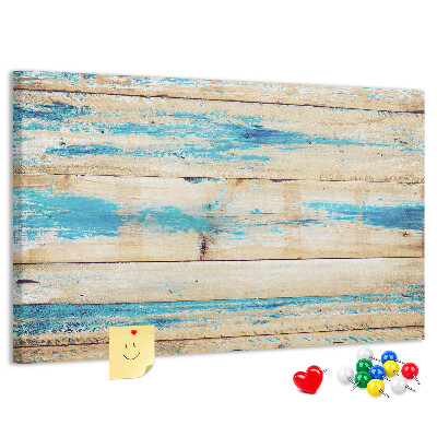 Tablero de corcho decorado Tablas rústicas en tonos azules