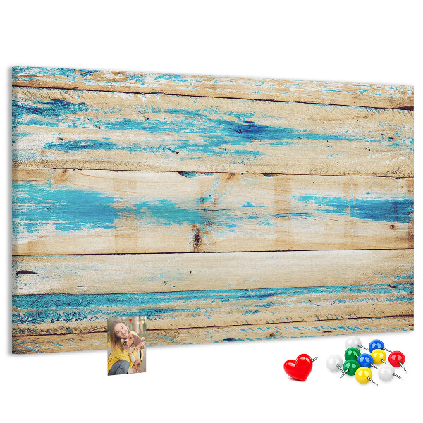 Tablero de corcho decorado Tablas rústicas en tonos azules