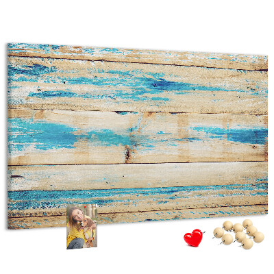 Tablero de corcho decorado Tablas rústicas en tonos azules