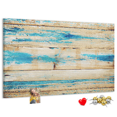Tablero de corcho decorado Tablas rústicas en tonos azules