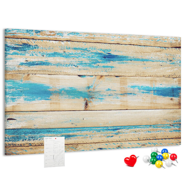 Tablero de corcho decorado Tablas rústicas en tonos azules