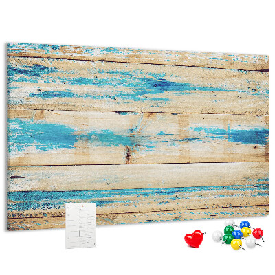 Tablero de corcho decorado Tablas rústicas en tonos azules