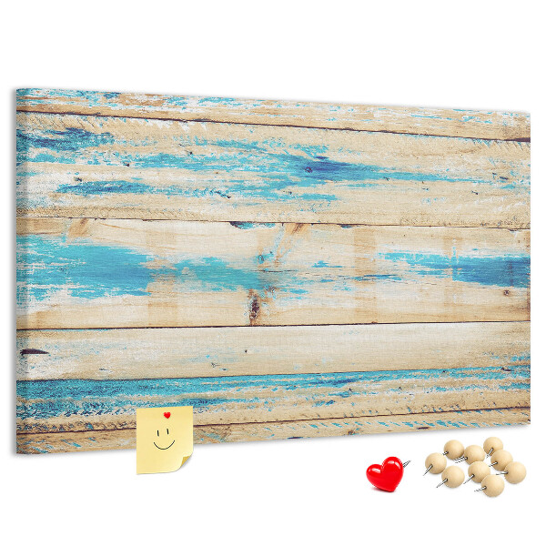 Tablero de corcho decorado Tablas rústicas en tonos azules