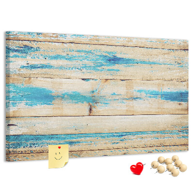 Tablero de corcho decorado Tablas rústicas en tonos azules