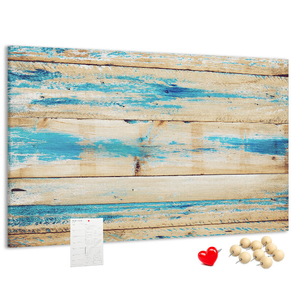 Tablero de corcho decorado Tablas rústicas en tonos azules